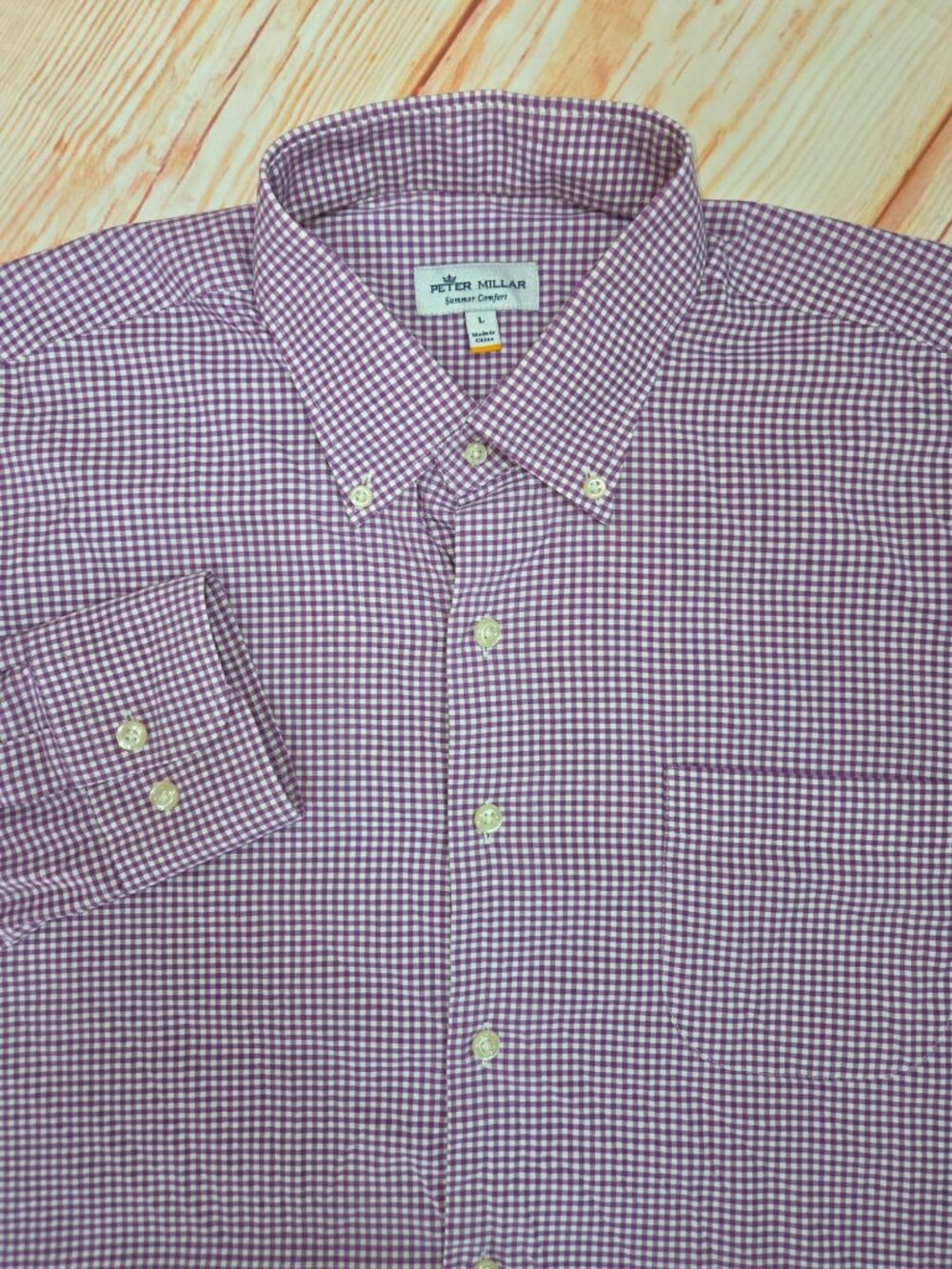 Peter Millar Summer Comfort Purple Performance Shirt Large